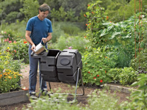 Tumbler composters are great for small spaces and make loading, unloading and turning much easier. Photo/Gardener's Supply Company