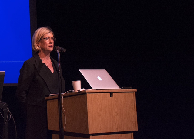 LTCC President Kindred Murillo on Sept. 15 talks about accomplishments during her tenure. Photo/Pat Leonard-Heffner