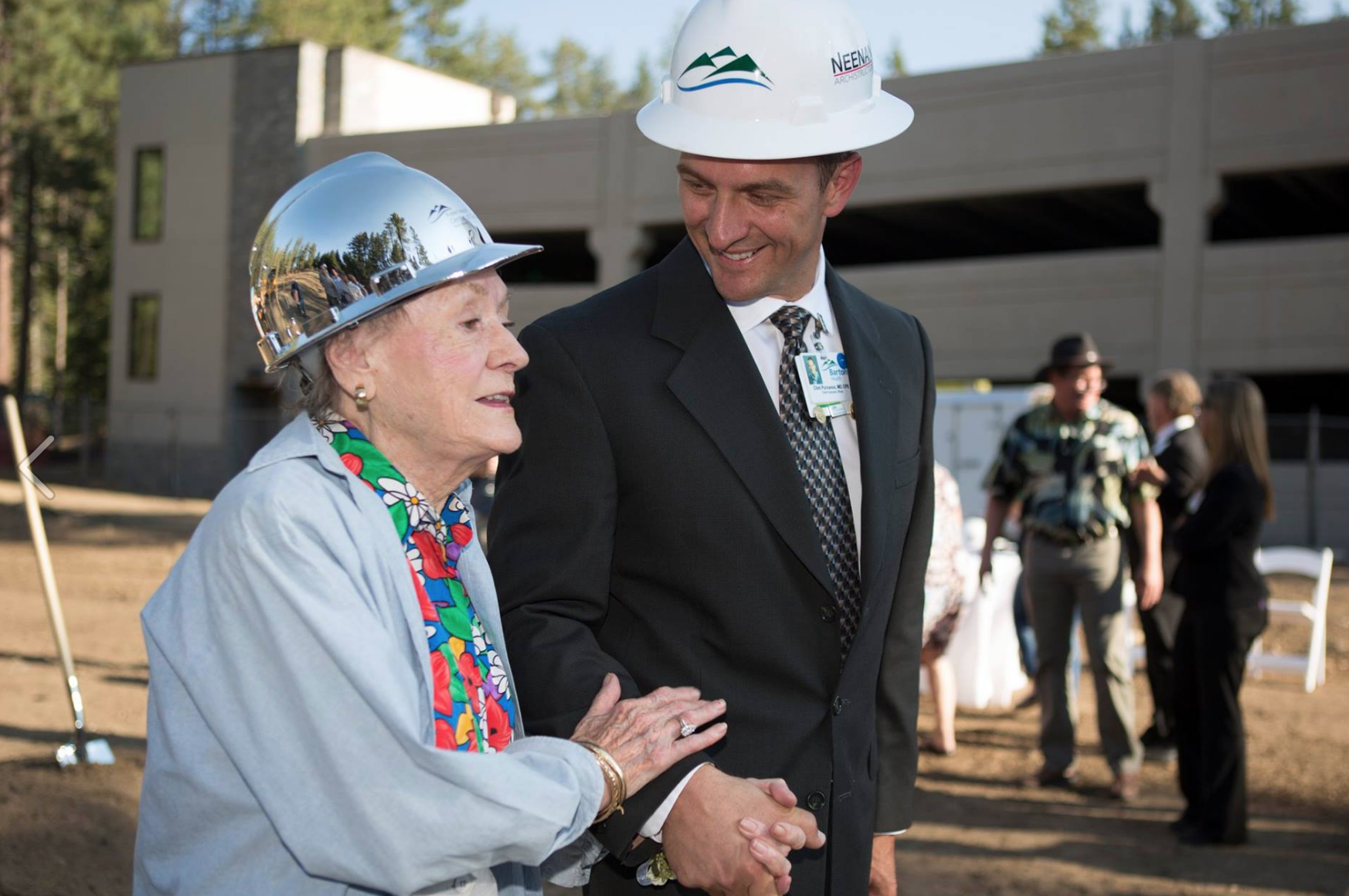 Lisa Maloff with Barton Health CEO Clint Purvance at the center's groundbreaking in August. Photo/Barton Health