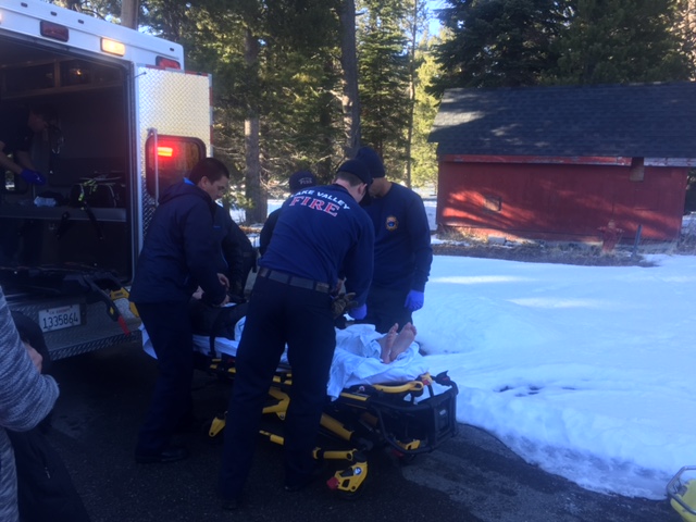 A South Shore teen is rushed to the hospital Dec. 28 after falling through ice. Photo/Provided