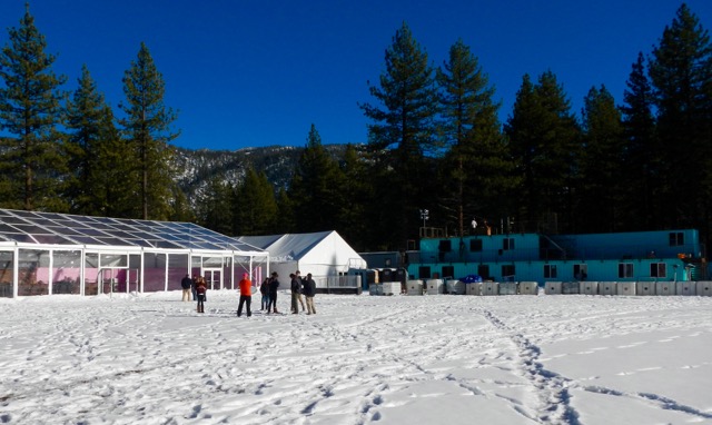 The view from the main SnowGlobe stage shows the VIP area to the right and a warming tent to the left that has thick plastic as windows to allow concert-goers to see what is going on outside. Photo/Kathryn Reed