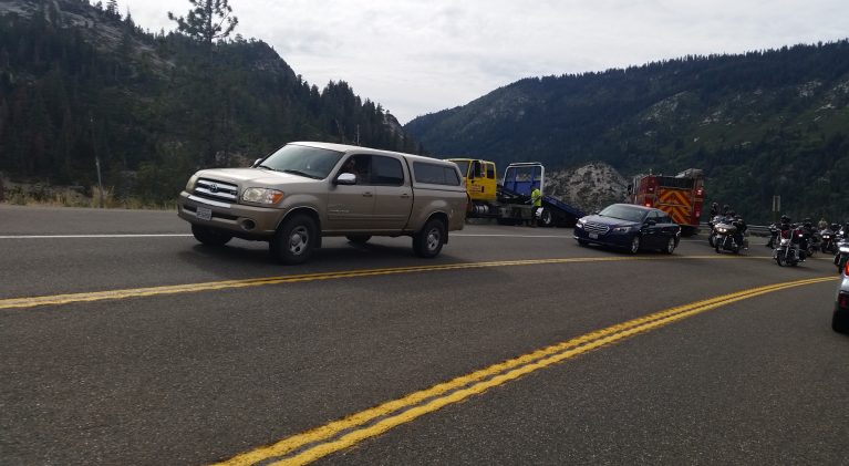 Motorcycle crash closes Hwy. 50 at Twin Bridges