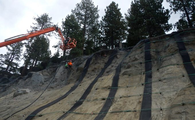 NDOT essentially rebuilding slope above Hwy. 50